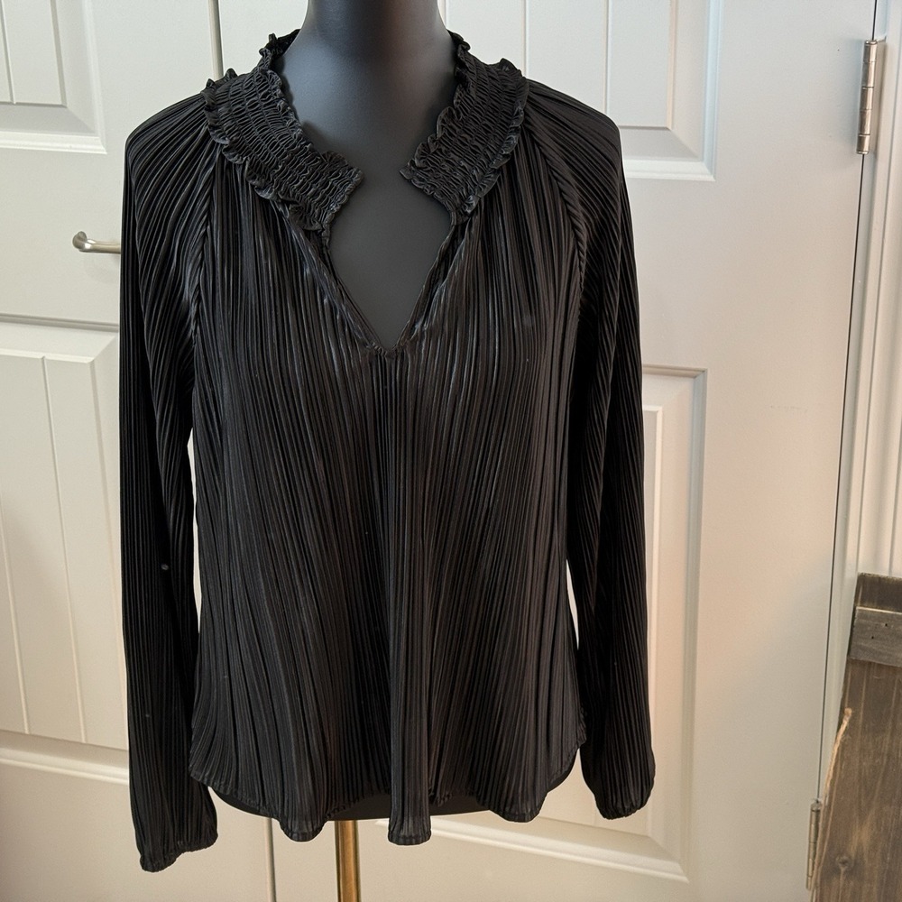 Versona Womens‎ Blouse Black Long Sleeve Small